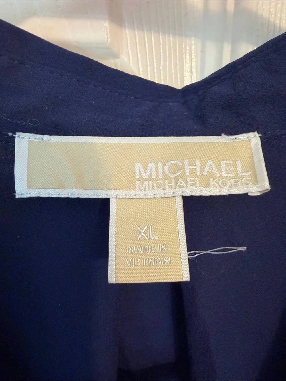 Michael Kors Navy Half-Zip Tunic with Gold Accents